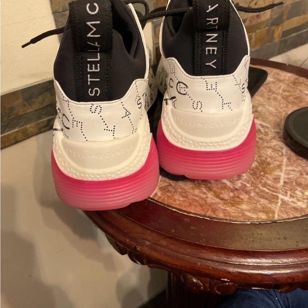 Stella McCartney White Black Pink Gradient Platform Sneakers